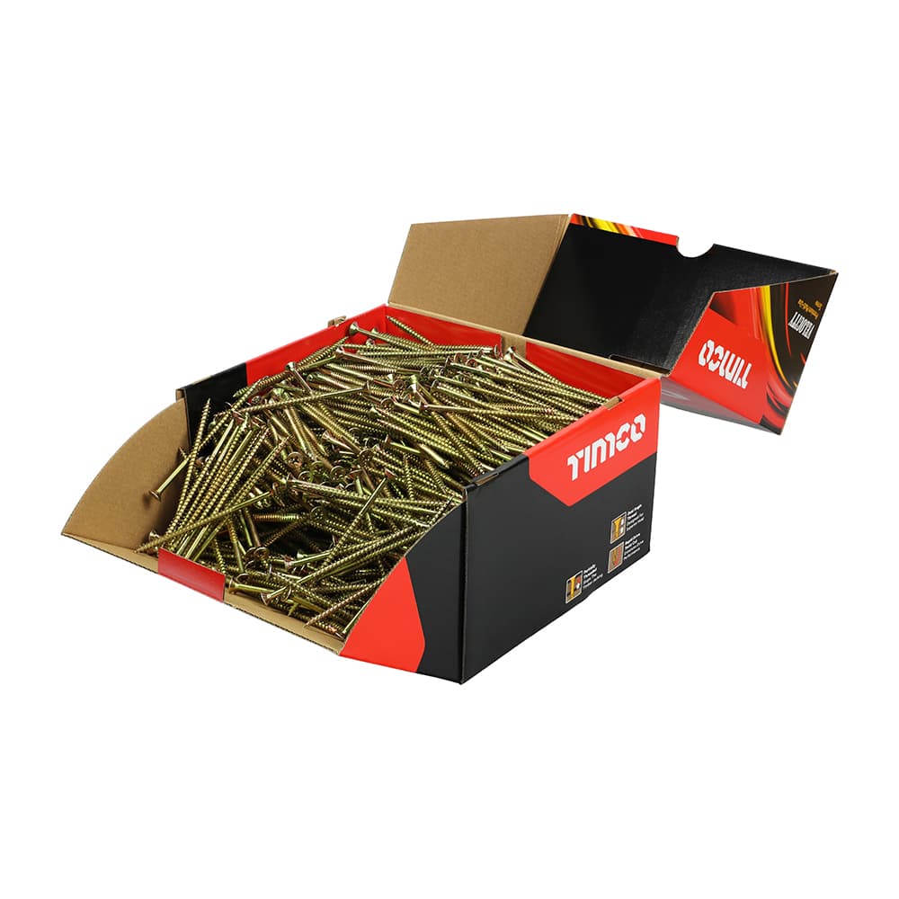 Timco 50100VYIND Velocity Premium Multi-Use Screws - Pz - Double Countersunk - Yellow 5.0 X 100 Box 1000