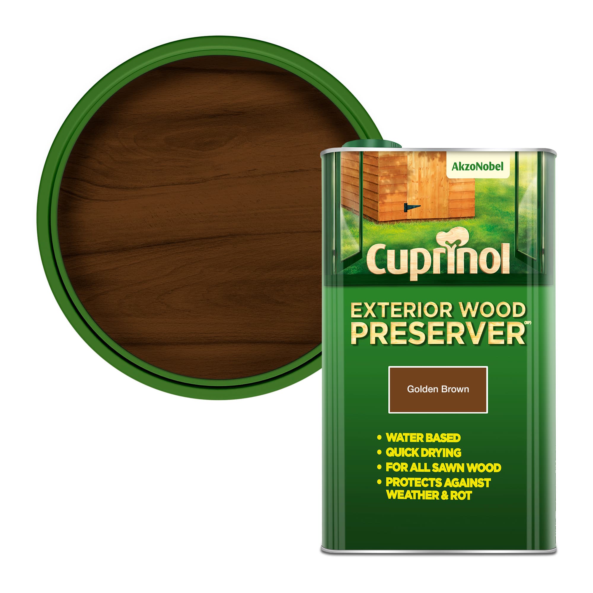 Cuprinol Exterior Quick Drying Wood Preserver Golden Brown 5L