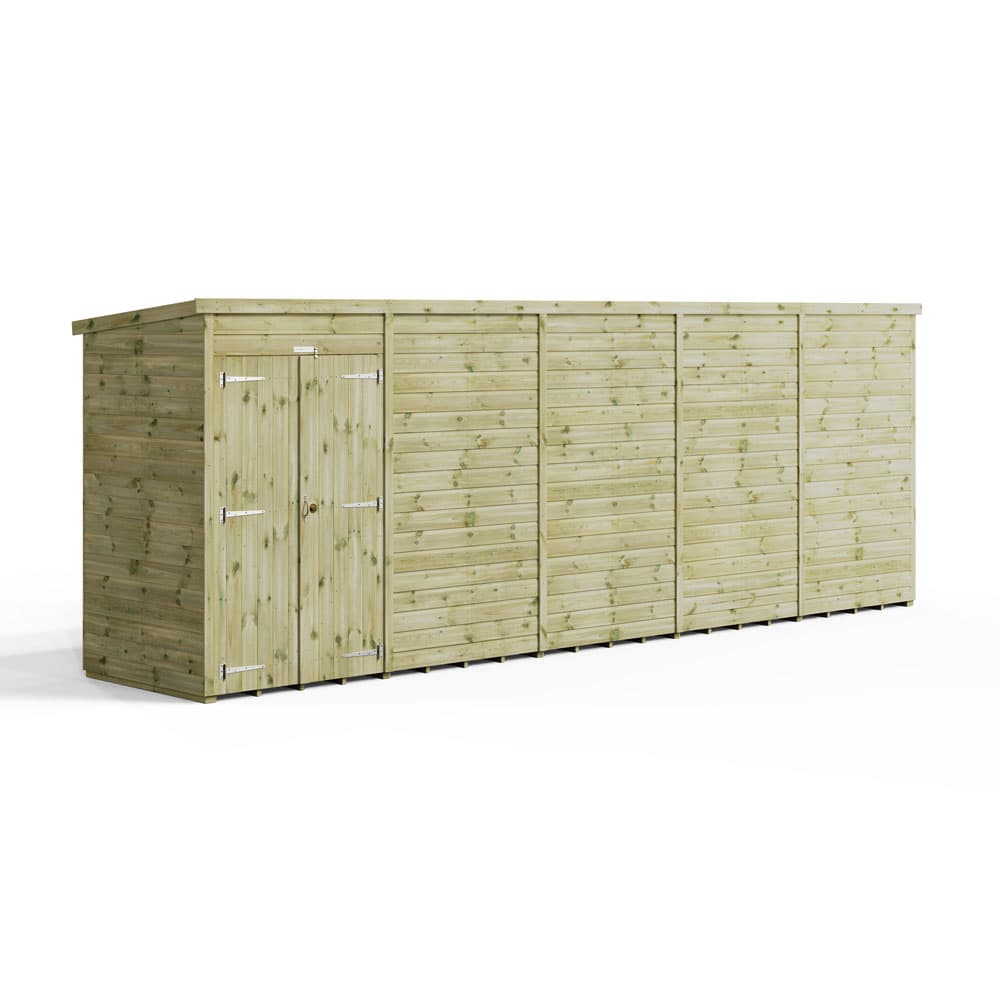 Powersheds 20x4 Premium Powersheds Pent No Windows Double Doors