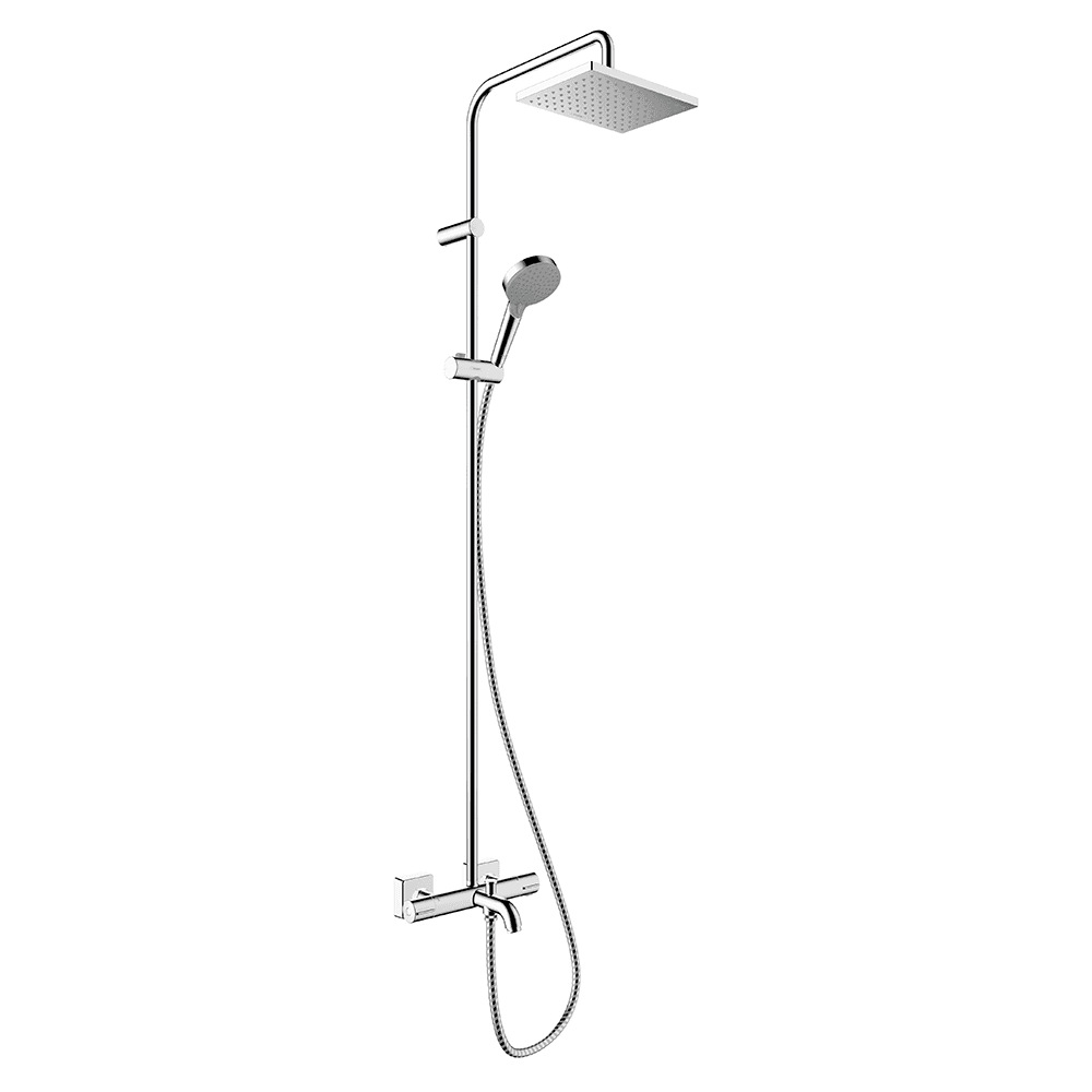Hansgrohe Vernis Shape Showerpipe 230 1jet EcoSmart With Bath Thermostate Chrome 26098000