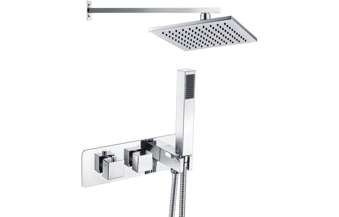 Lyra Shower Pack Two - Two Outlet Twin Shower Valve with Handset & Brass Overhead