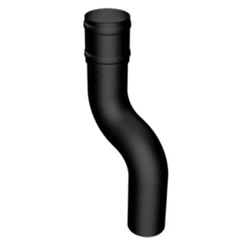 Cast Aluminium Round Downpipe 1 Part Swan Neck - 63mm x 60mm to 150mm Black (9005 Leatherette)
