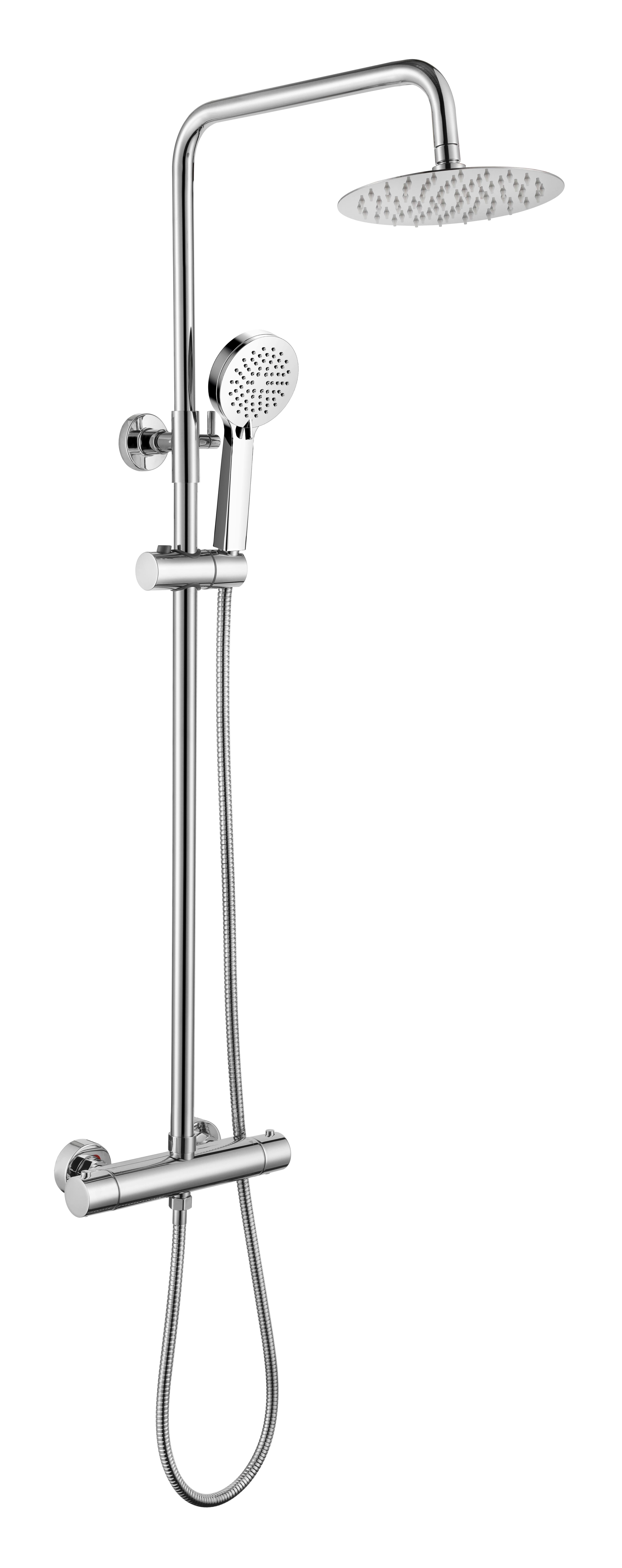 Lydford Round Thermostatic Shower Mixer - incl. Riser Rail Kit - WRAS - Chrome