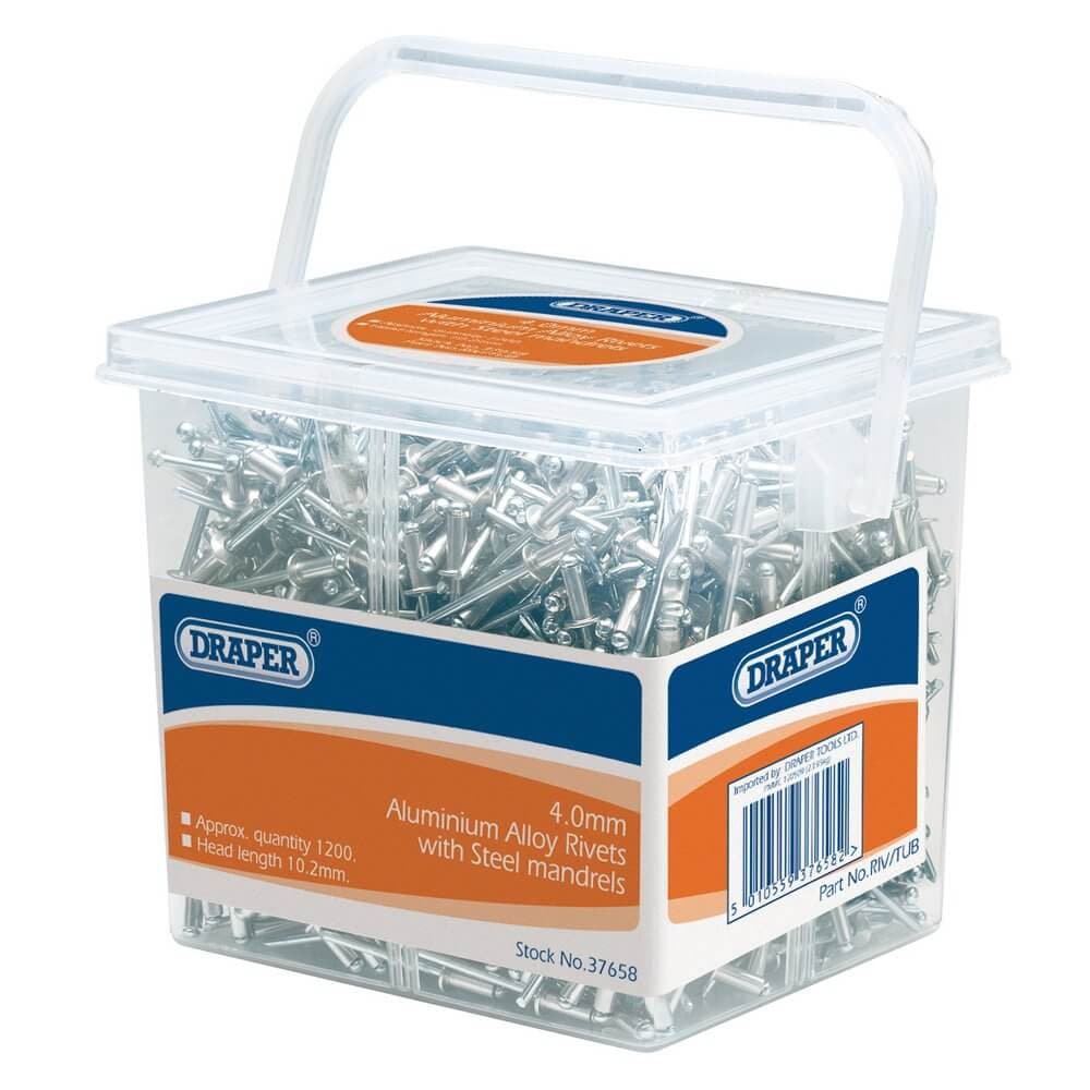 Draper 37658 Blind Rivets 4.0 X 10.2Mm (Tub Of 1200) per tub