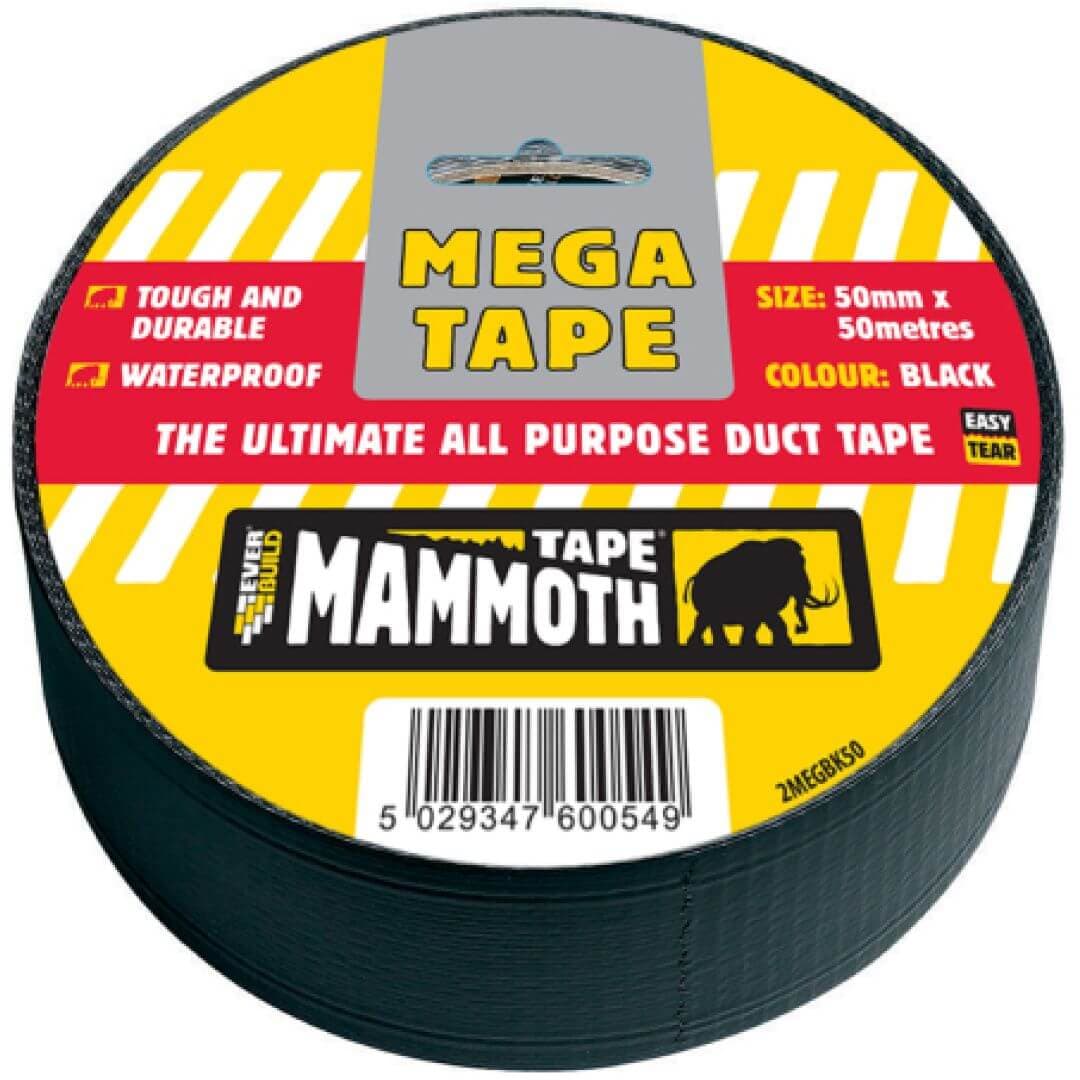 Everbuild Mega All Purp Tape Black 50Mm - Sdh0930 50Mtr