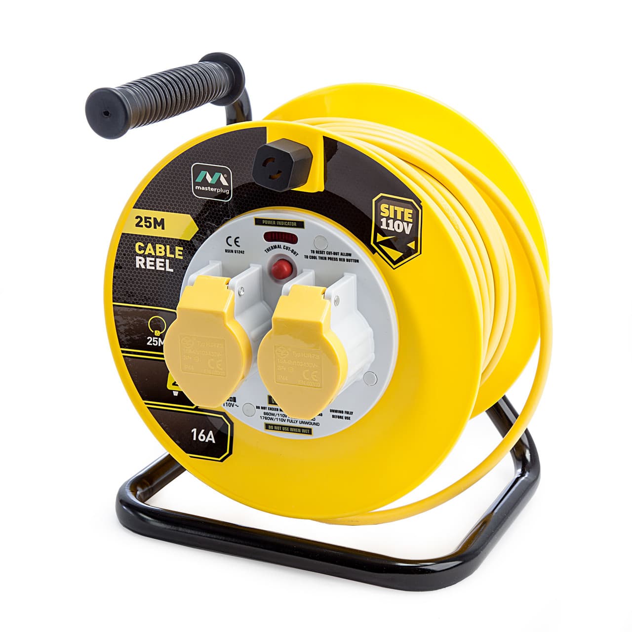 Masterplug Lvct2516-2-Mp 16Amp 2 Gang Cable Reel 25M 110V