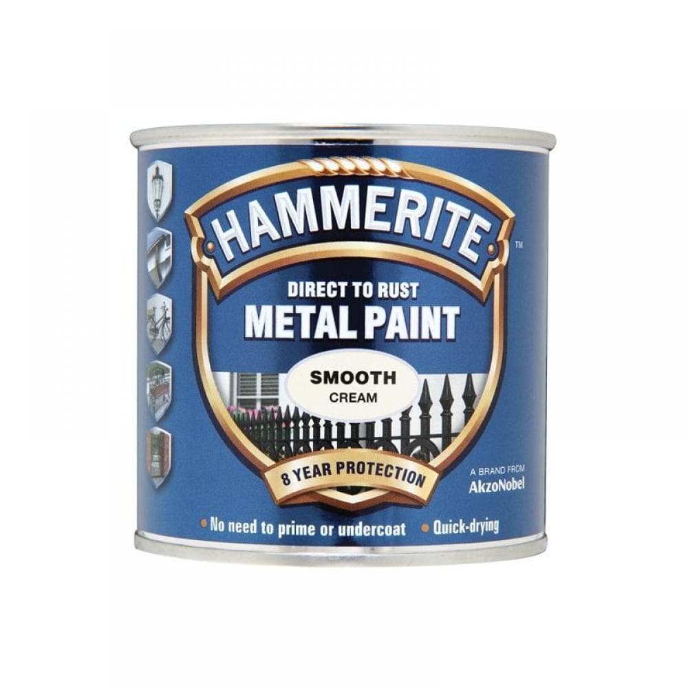 Hammerite 5122058 Direct To Rust Smooth Finish Metal Paint Cream 250Ml