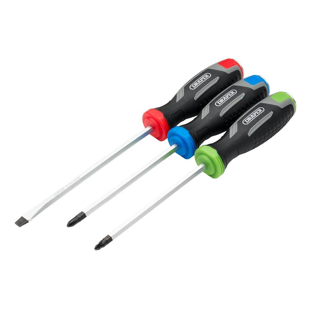 Draper Pound Thru Soft Grip Screwdriver Set (3 Piece) Pk 1 13486