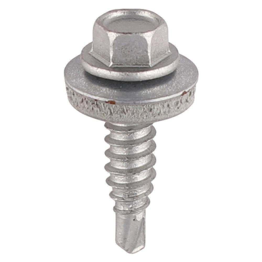 Timco BMS22W16 Metal Construction Stitching Screws - For Sheet To Sheet - Hex - Epdm Washer - Bi-Metal - Exterior - Silver Organic 6.3 X 22 Box 100