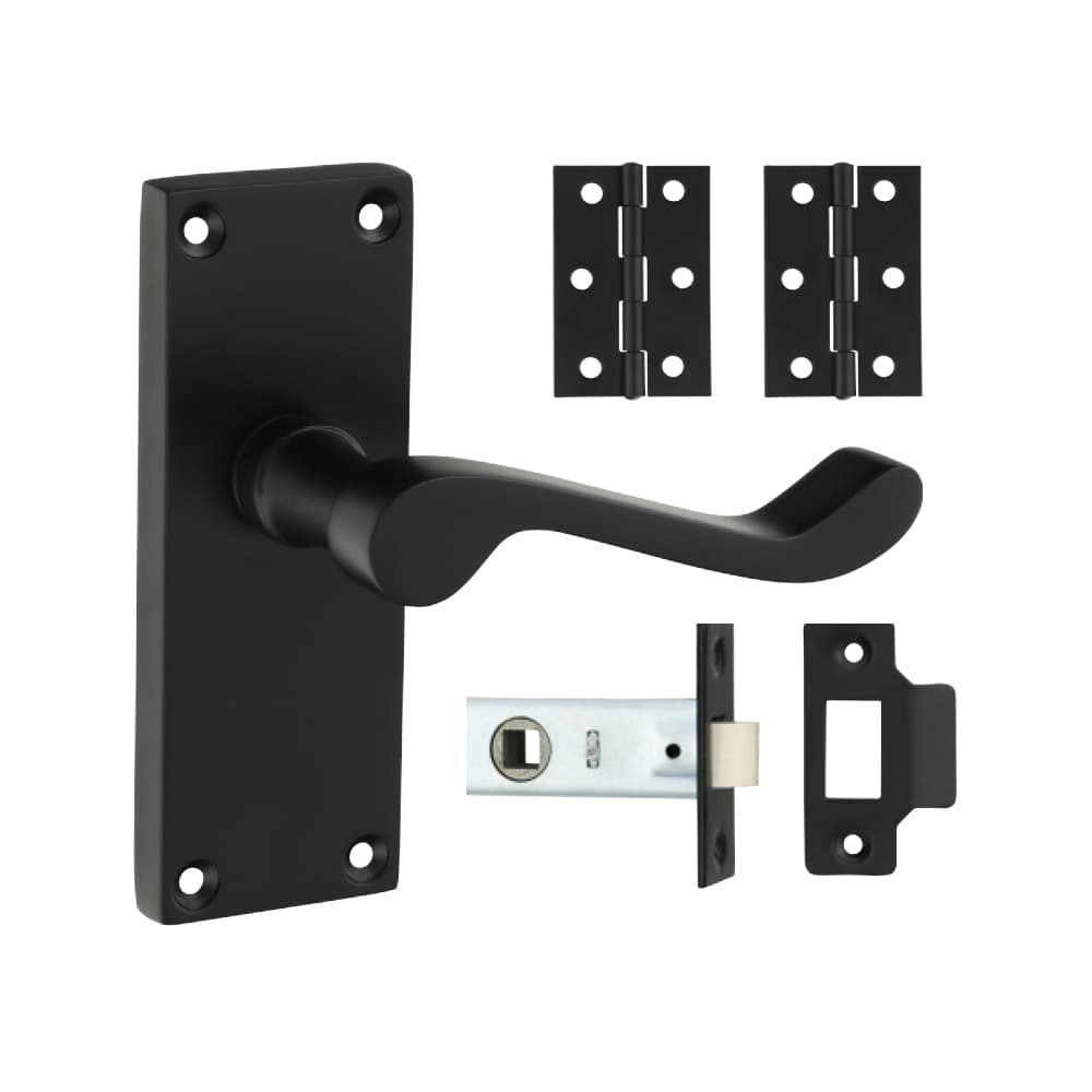 Timco Victorian Scroll Latch Door Pack - Matt Black Box 1 200818