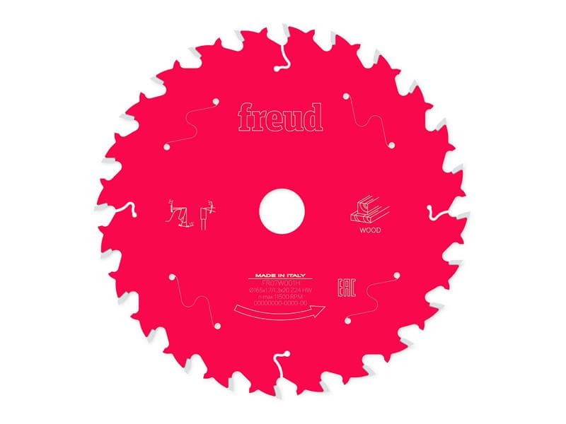 Freud F03FS09686 Wood Circular Saw Blade 165 X 20 X 1.7/1.3Mm X 24T