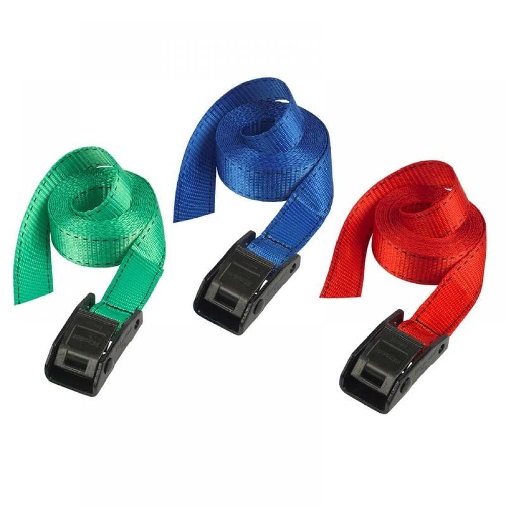 Master Lock 3110EURDATCOL Lashing Strap With Metal Buckle Coloured 2.5M 150Kg (Pack 2)