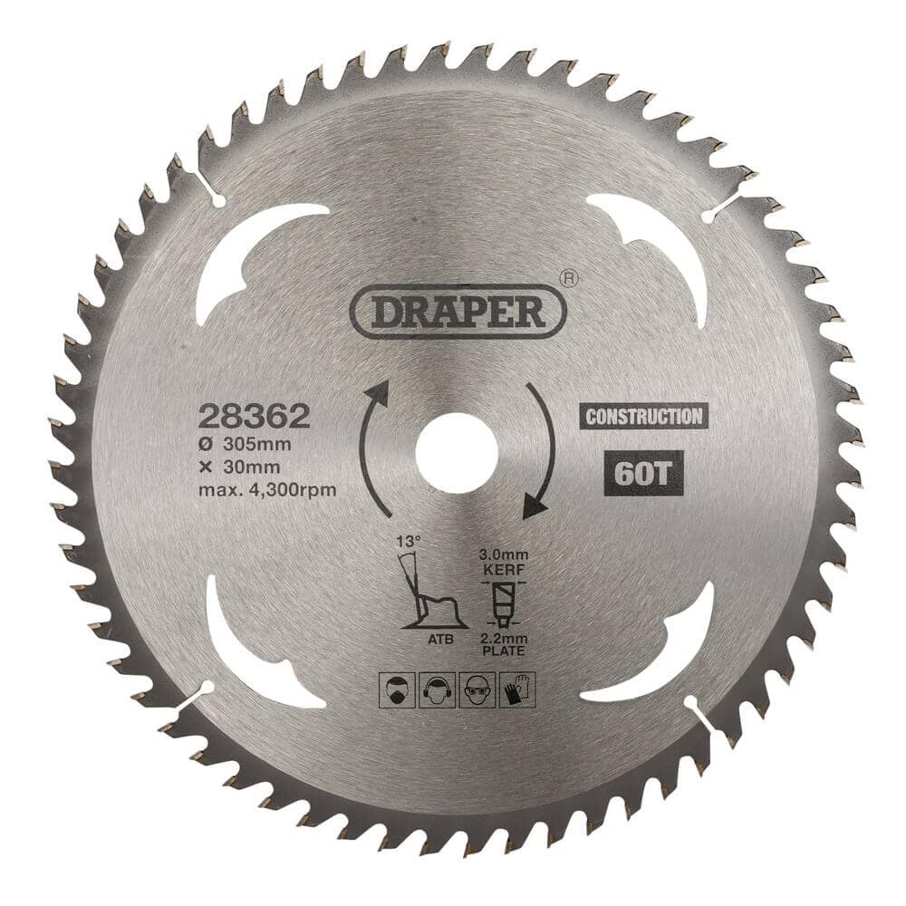 Draper 28362 Tct Construction Circular Saw Blade 305 X 30Mm 60T each 1