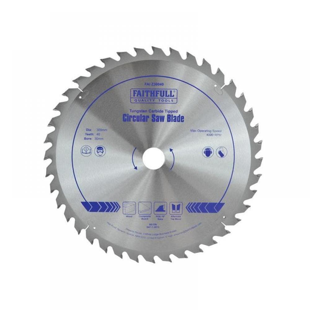 Faithfull FAIZ30040 Tct Circular Saw Blade 300 X 30Mm X 40T Pos
