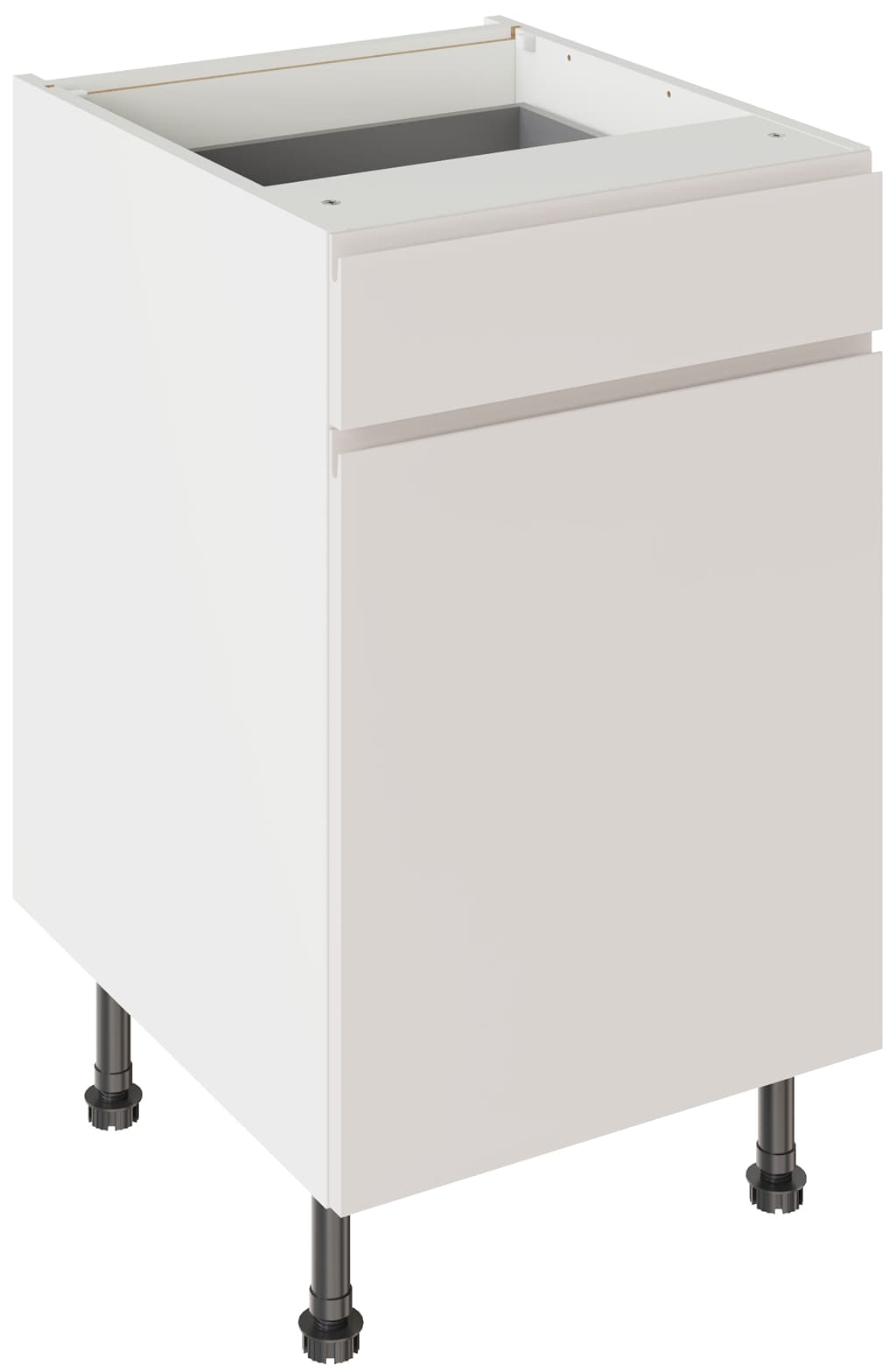 Flatpack 500 Drawerline Base Cabinet J-Pull Super Gloss Light Grey