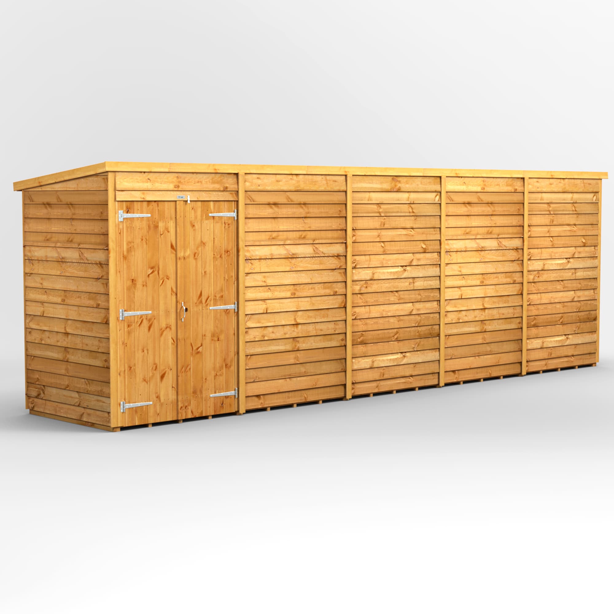 Powersheds 20 x 4 Power Overlap Pent Double Doors No Windows