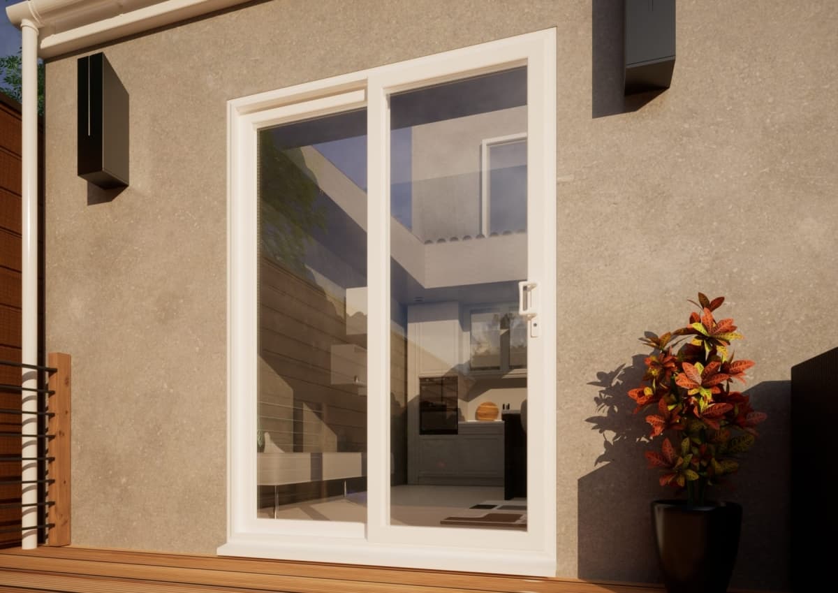 PVC Sliding Door Part Q Compliant - 1500mm White - Right Hand Slide & Left Hand Fixed