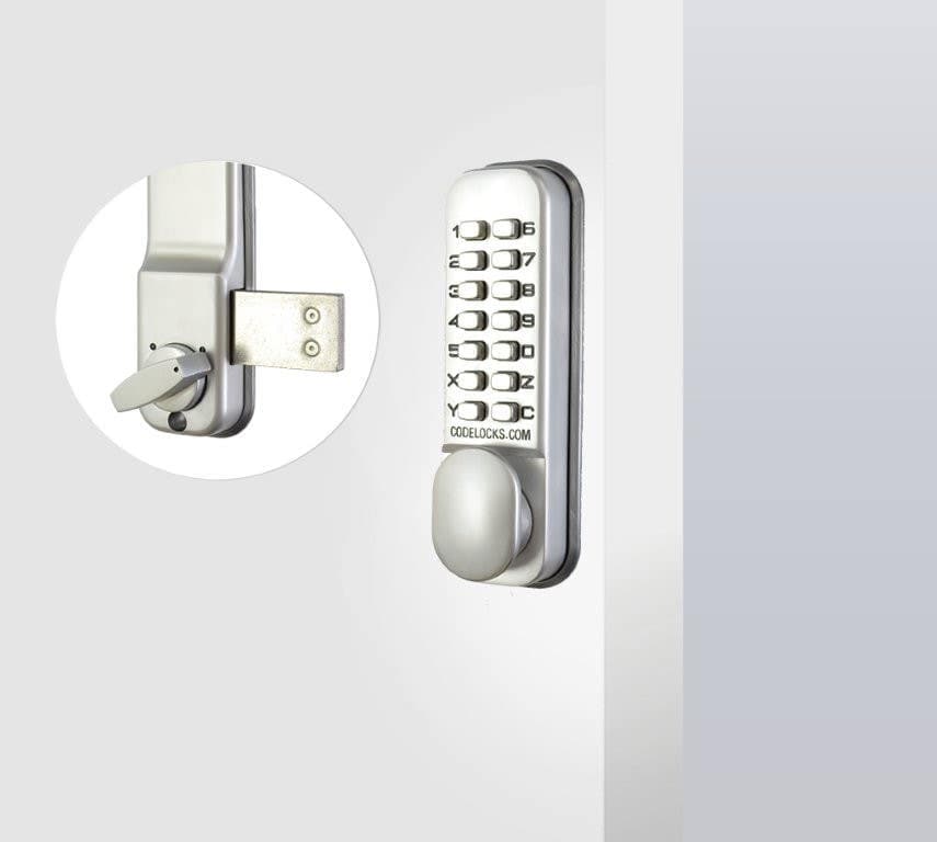 Mechanical Dual Plate Surface Bolt Lock - Keypad - Light Duty - 40mm Backset - Silver