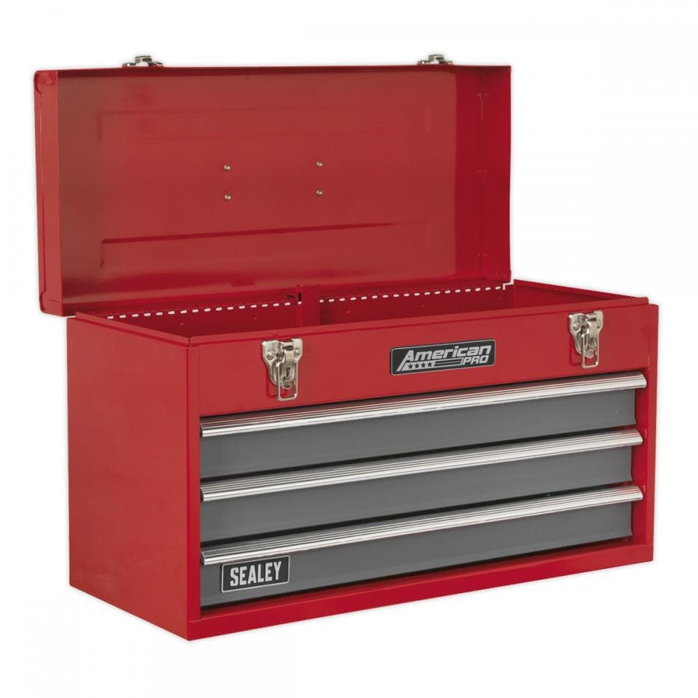 Sealey AP9243BB Tool Chest 3 Drawer Portable With Ball-Bearing Slides - Red/Grey