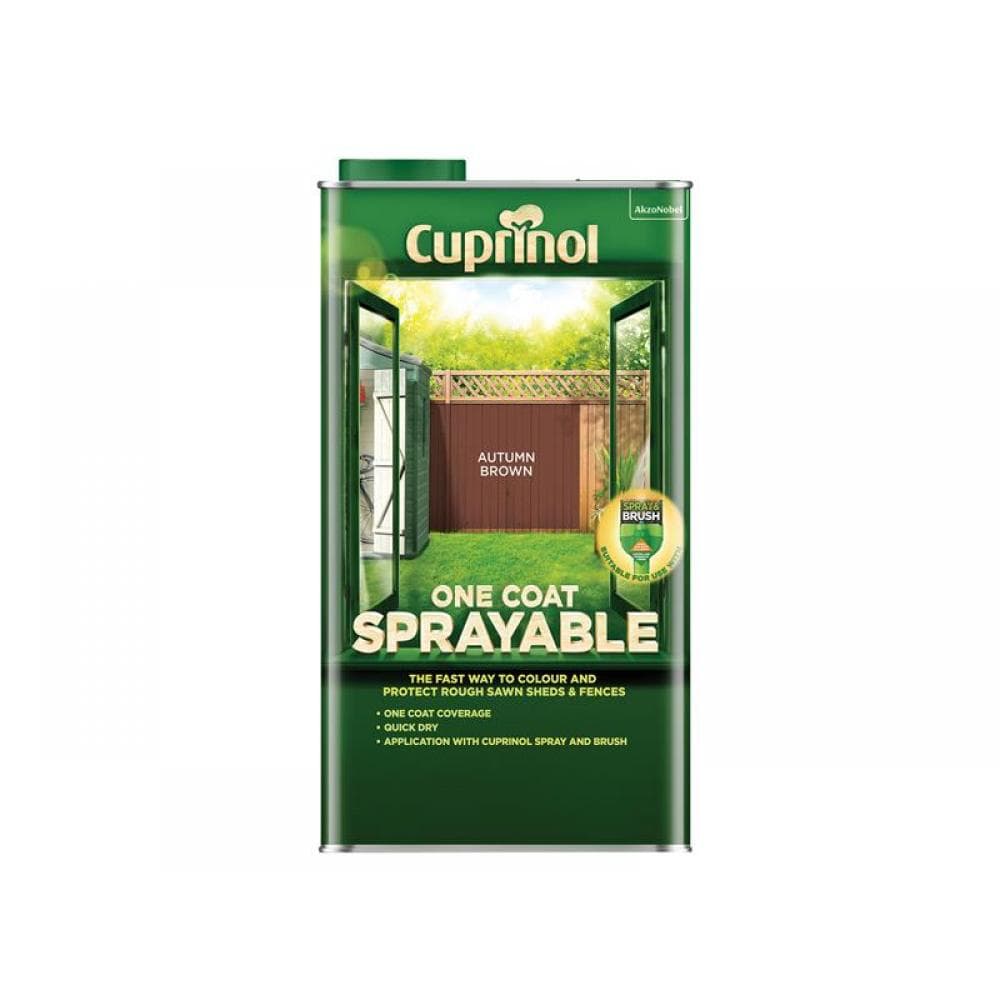Cuprinol 5355968 One Coat Sprayable Fence Treatment Autumn Brown 5 Litre