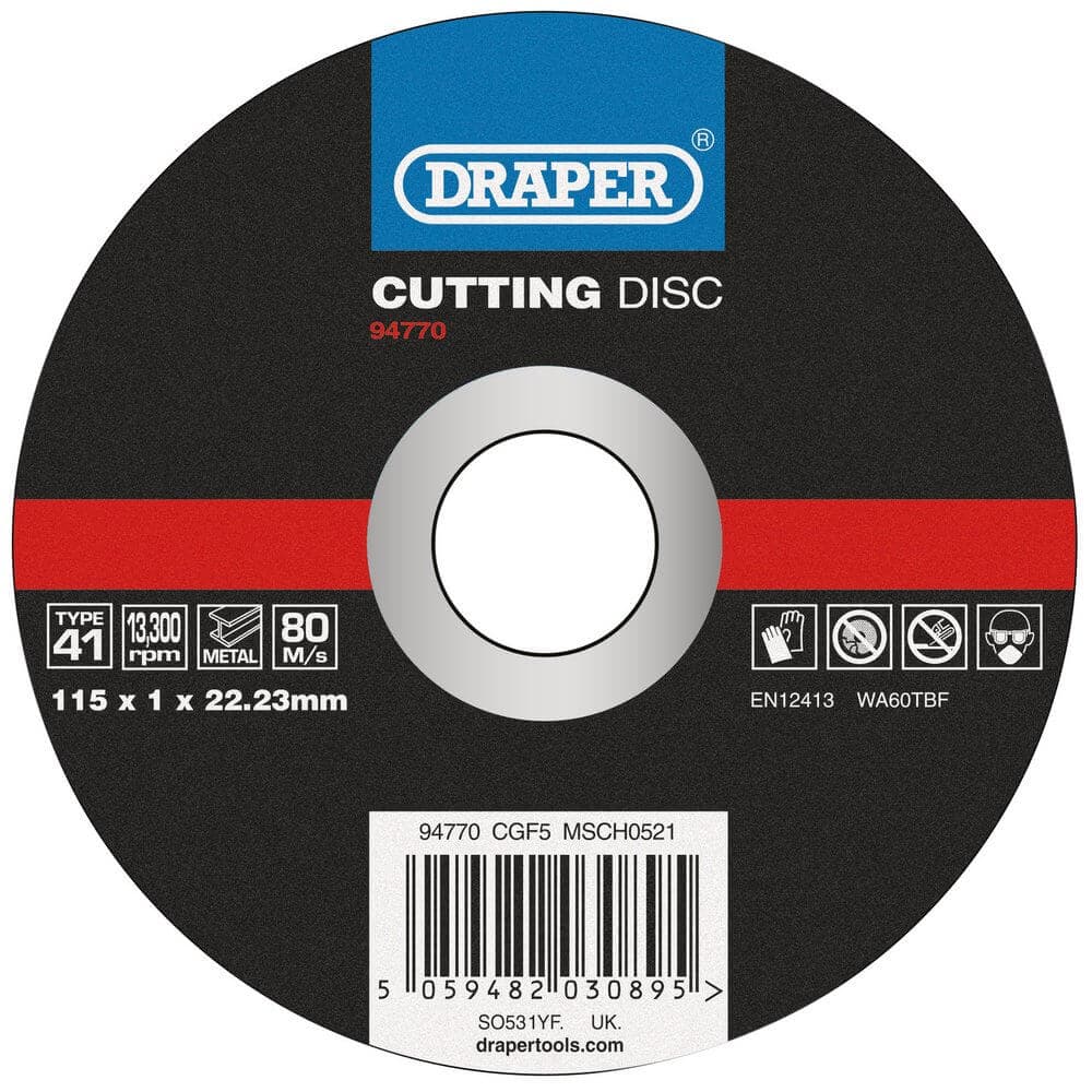 Draper 94770 Metal Cutting Disc 115 X 1 X 22.23Mm each 1