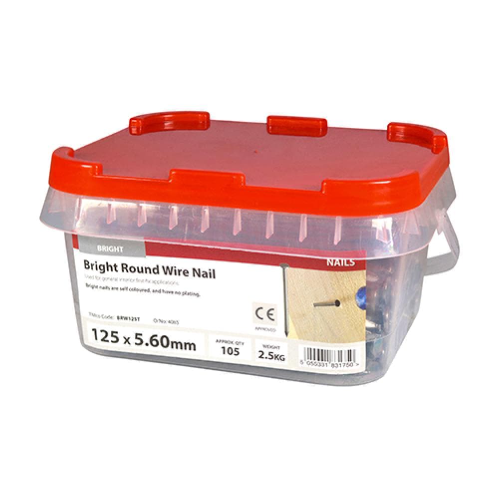 Timco BRW125T Round Wire Nails - Bright 125 X 5.60
