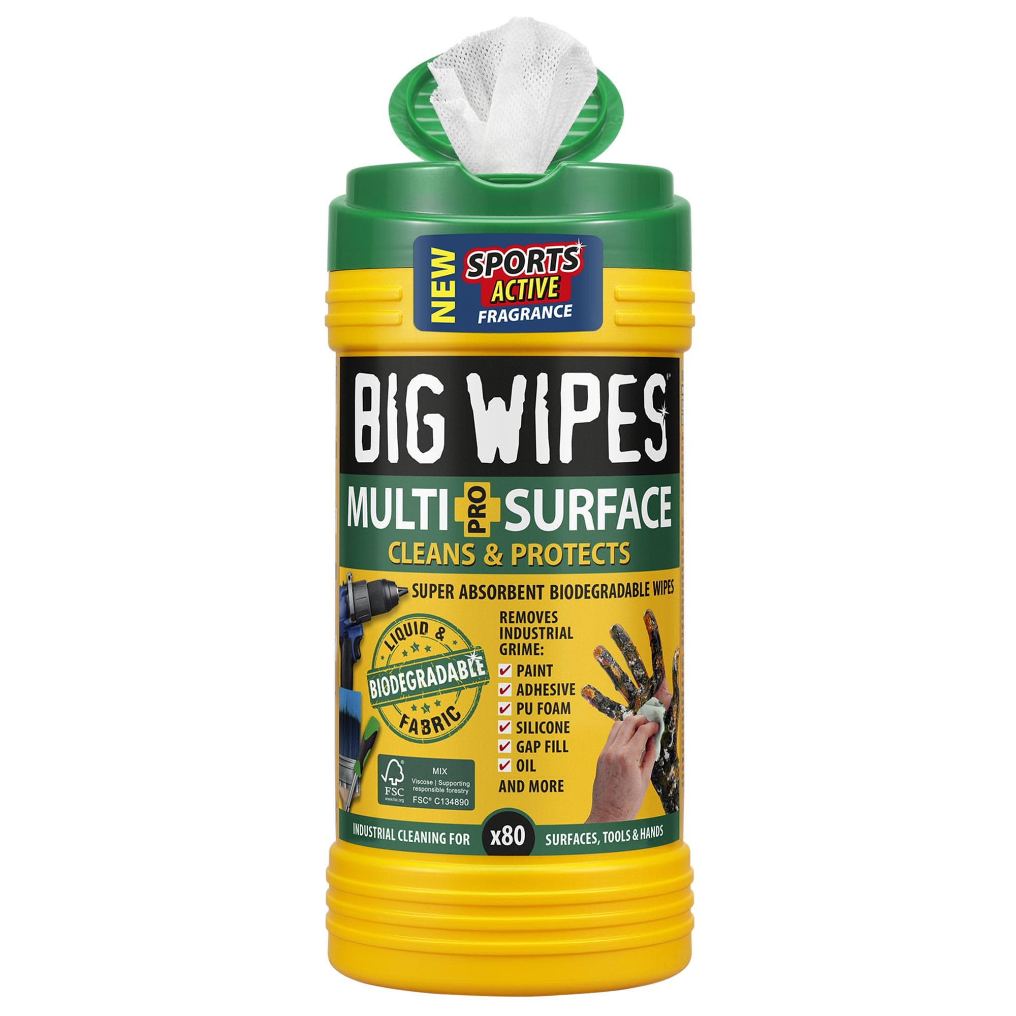 Big Wipes Multi-Surface Pro+ bio wipes tub of 80