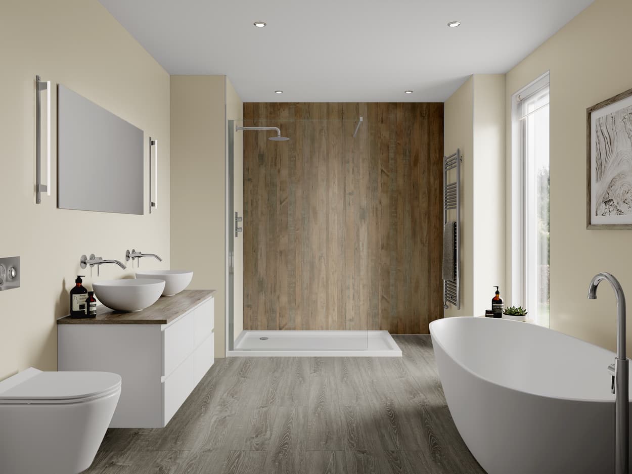 Multipanel Linda Barker Bathroom Wall Panel Hydrolock 2400 x 1200mm Salvaged Plank Elm 9480