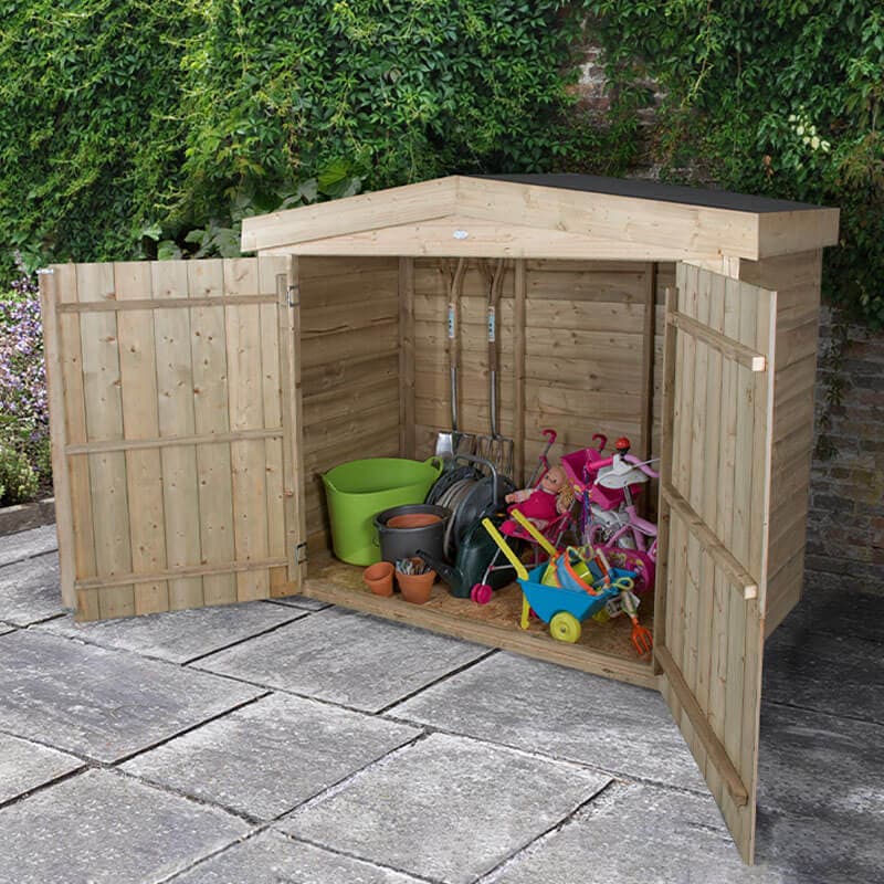 Double Door 6x3 Bike Storage Shed - Forest Large Apex Bike / Mower Store (1.97m x 0.81m)