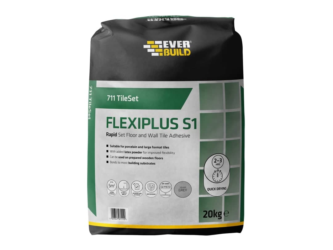 Everbuild Sika 711 TileSet Flexiplus Tile Adhesive Grey 20kg 486660