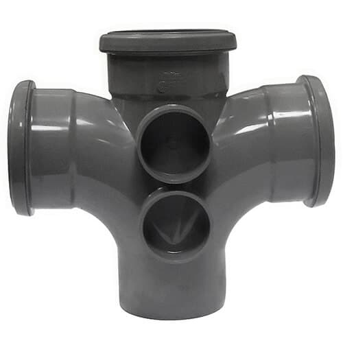 FloPlast Ring Seal Soil Double Branch - 92.5 Degree x 110mm Anthracite Grey