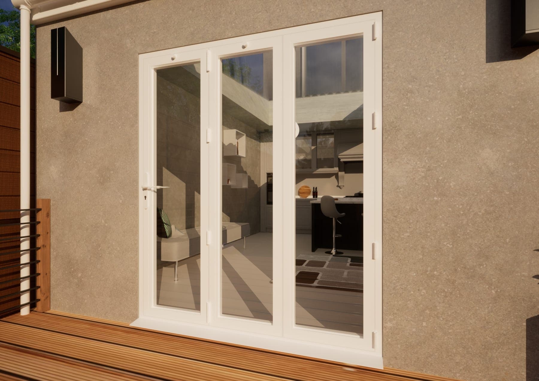 Aluminium Bifold Door Part Q Compliant - 1800mm White - 3 Right