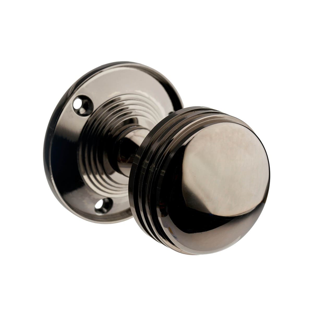 Sprung Ringed Mortice Door Knob - Black Nickel - Pair - Designer Levers