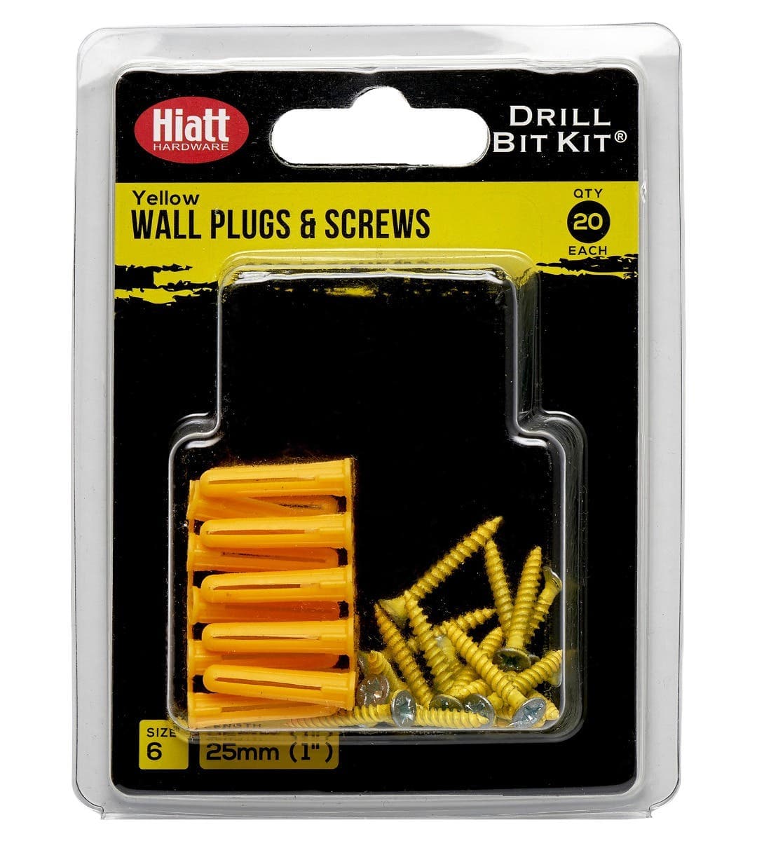 Colour Coded Screws and Wallplugs Yellow Pack 20