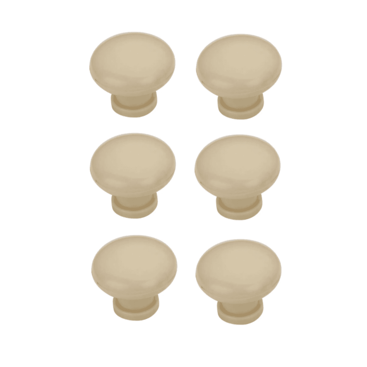 Plastic Mushroom Shaped Drawer/Cabinet Knob - 40mm - Cream - Pack of 6 - Elite Knobs & Handles