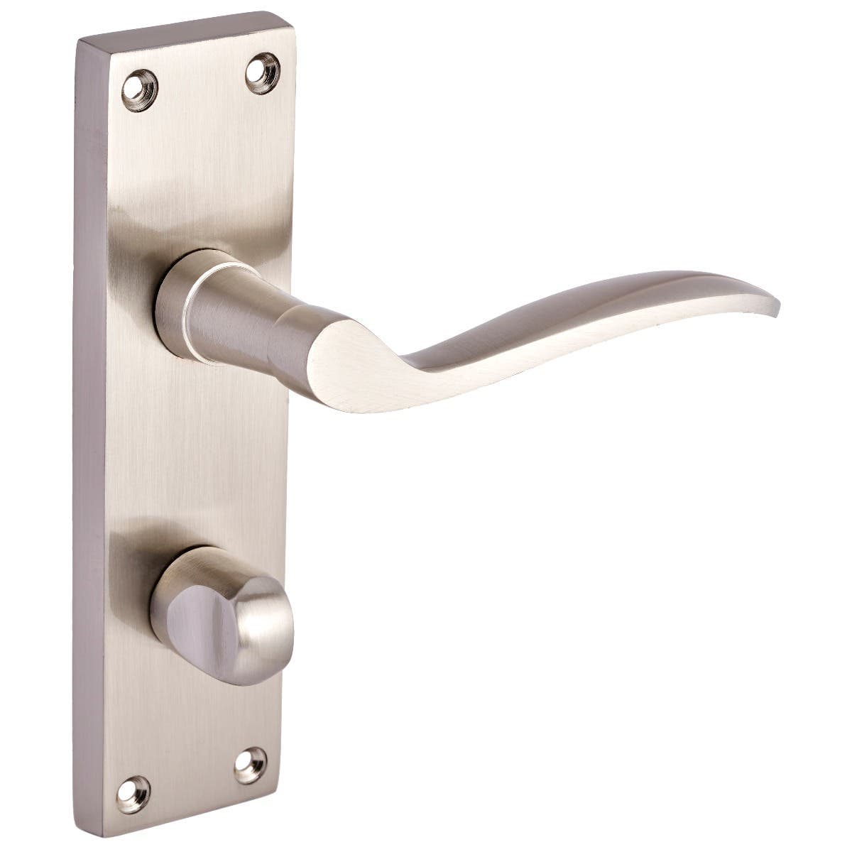 Wave Lever Long Bathroom WC Door Handles Brushed Satin Nickel