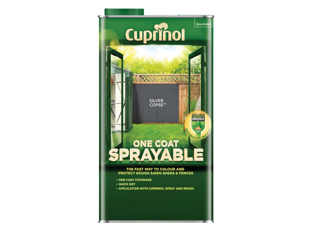 Cuprinol One Coat Sprayable Fence Treatment Silver Copse 5 litre 5355975