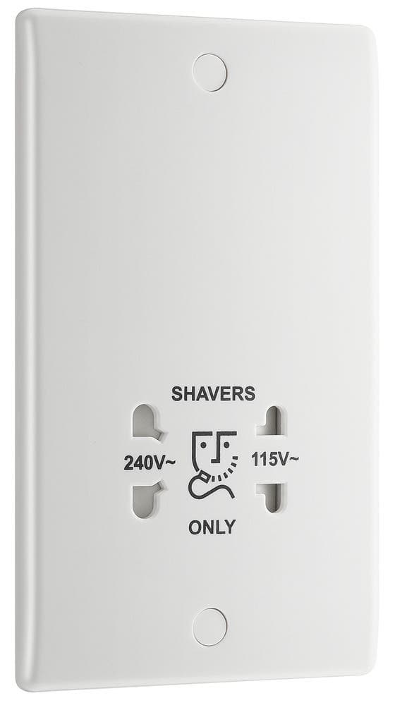 Shaver Socket Dual Voltage 115/240V - White Moulded