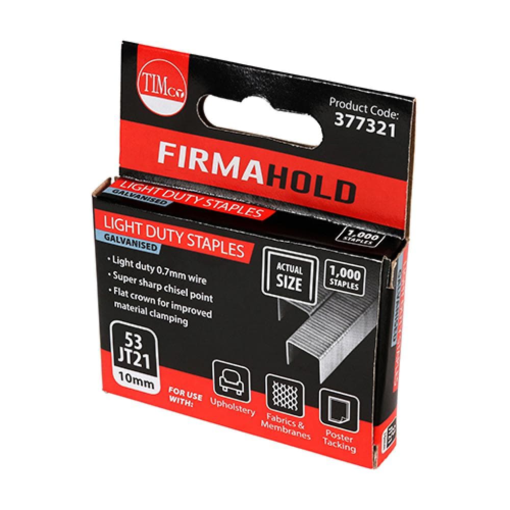 Timco 377321 Light Duty Staples - Chisel Point - Galvanised 10Mm