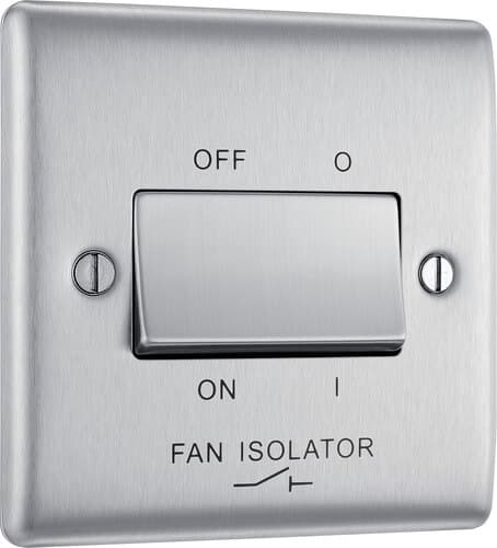 Screwless Flatplate Black Nickel Triple Pole Fan Isolator Switch 10A FBN15-01