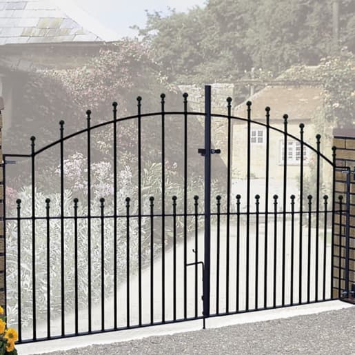 Manor Ball Top Metal Driveway Gates 2438mm GAP x 1220mm High Zinc & Powder MAZP13