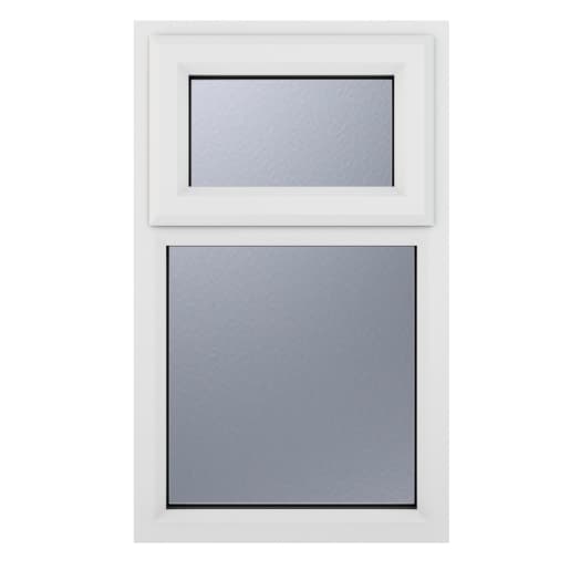 Crystal Double Glazed uPVC Window White Top Hung 905mm x 965mm Obscure