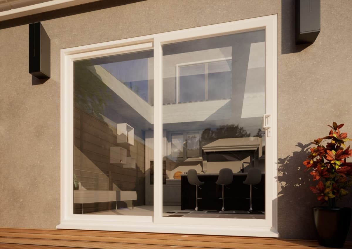 PVC Sliding Door - 2400mm White - Right Hand Slide & Left Hand Fixed