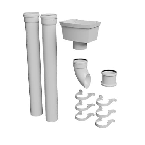 FloPlast 110mm Industrial/Xtraflo Downpipe Kit - Hopper - White