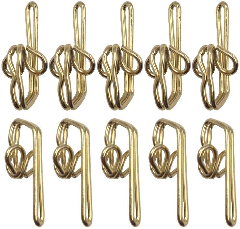 Steel Curtain Header Tape Draper Hooks Brass Plated Pack 100