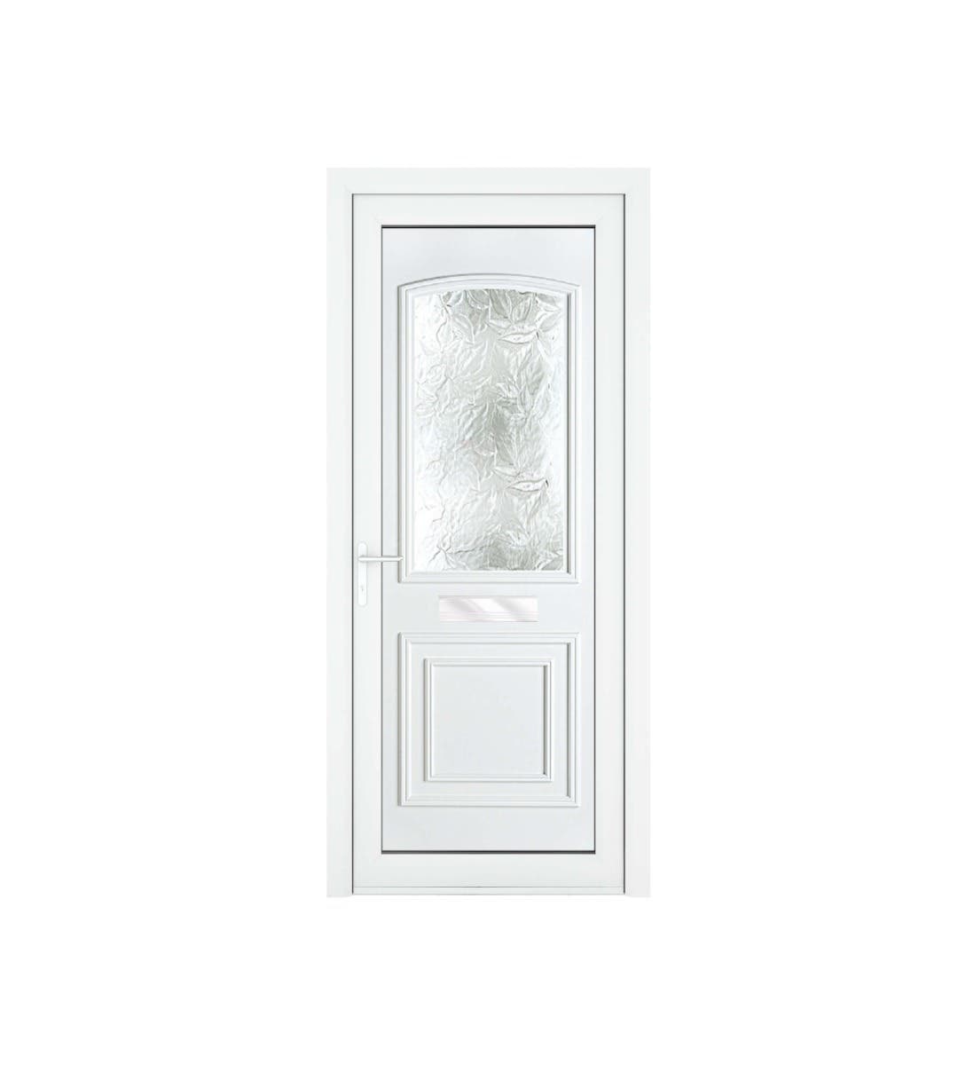 uPVC Balmoral White Single Front Door - Left Hand Open - Obscure Glass - Double Glazed - 920 x 2090mm
