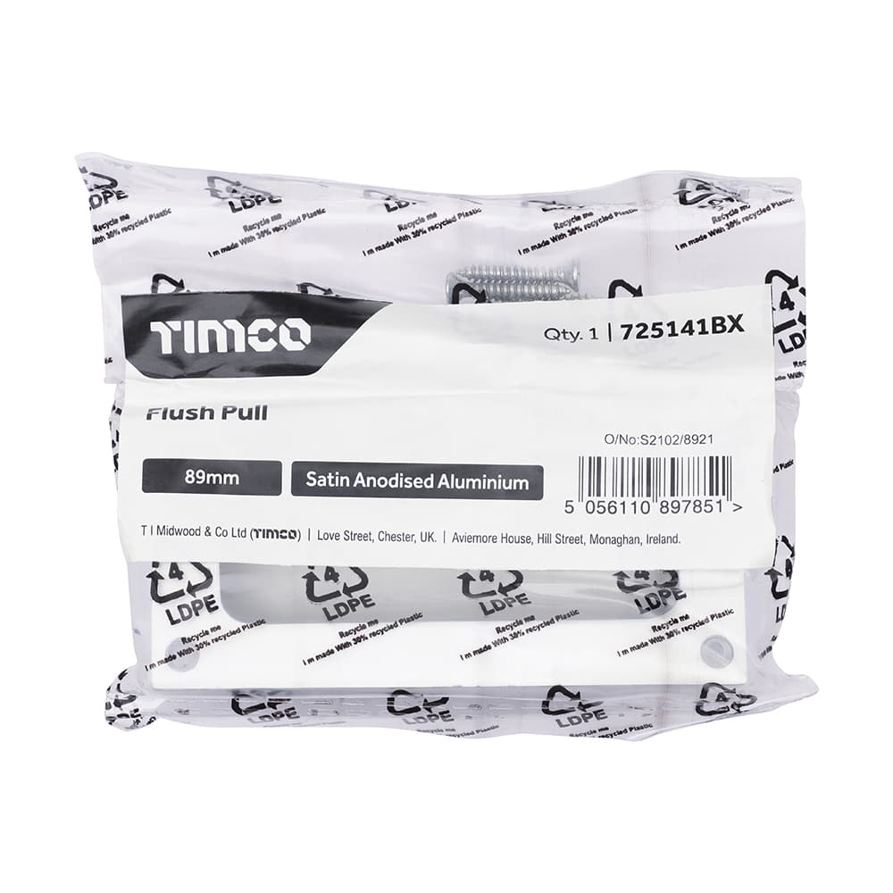 Timco Flush Pull - Satin Anodised Aluminium Bag 1 725141BX