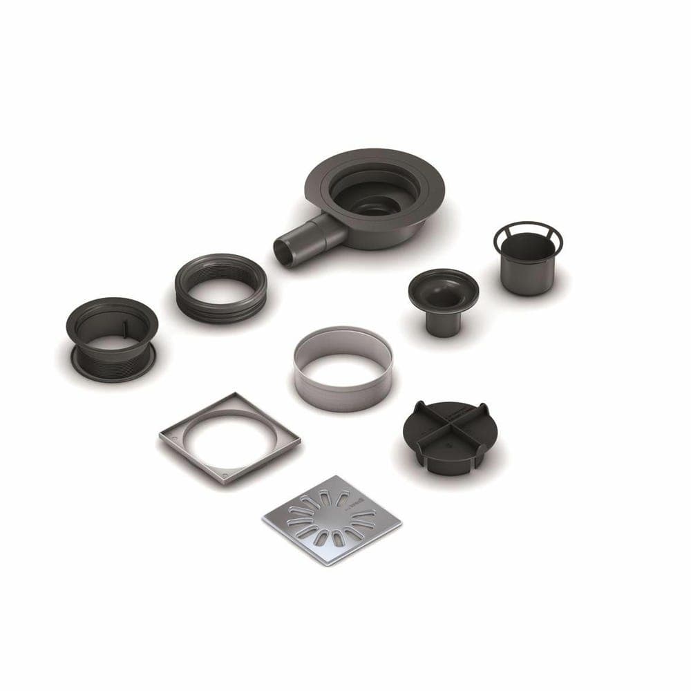Wedi Fundo Point Drain Flat Horizontal Minimax DN40 - Square