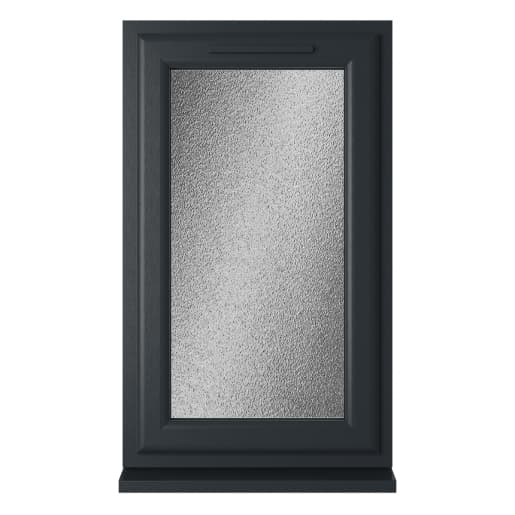 Crystal Double Glazed uPVC Window Grey/White Top Opener 610mm x 1040mm Obscure