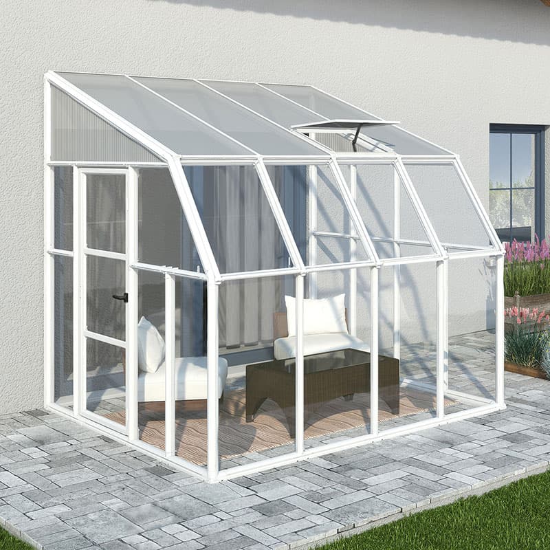 8â x 8â Palram Canopia Rion White Sun Room Walk-In Wall Greenhouse (2.4m x 2.4m)